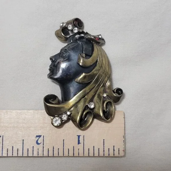 Unsigned‎ 1941 Black Starr & Gorham Glamour Head Showgirl Pin Brooch RARE READ
